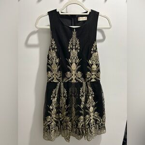 Altar’d State black and gold detail short dress size L